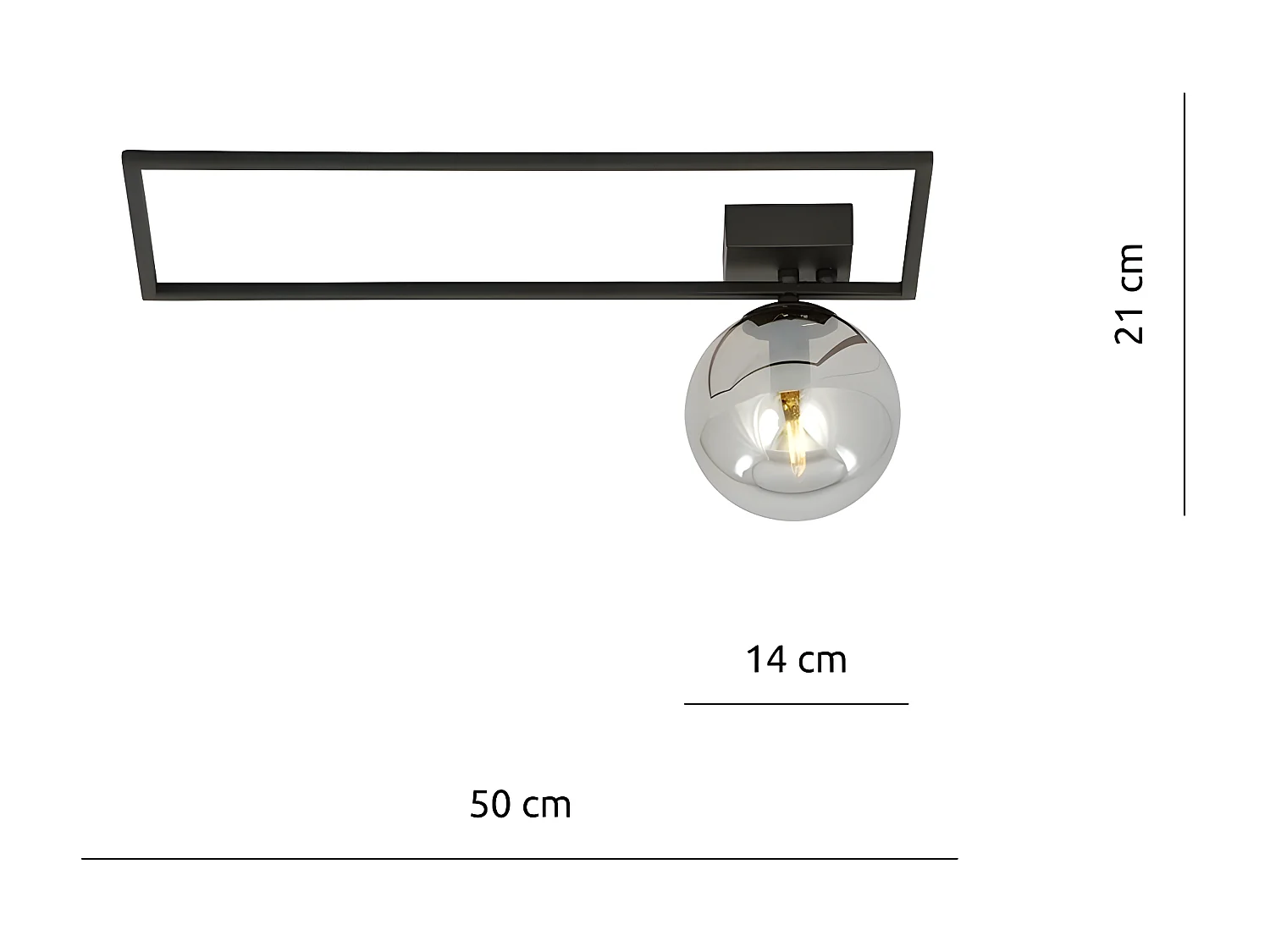 Plafonnier Imago 6, Noir, 50x21x18 cm, Seven Design