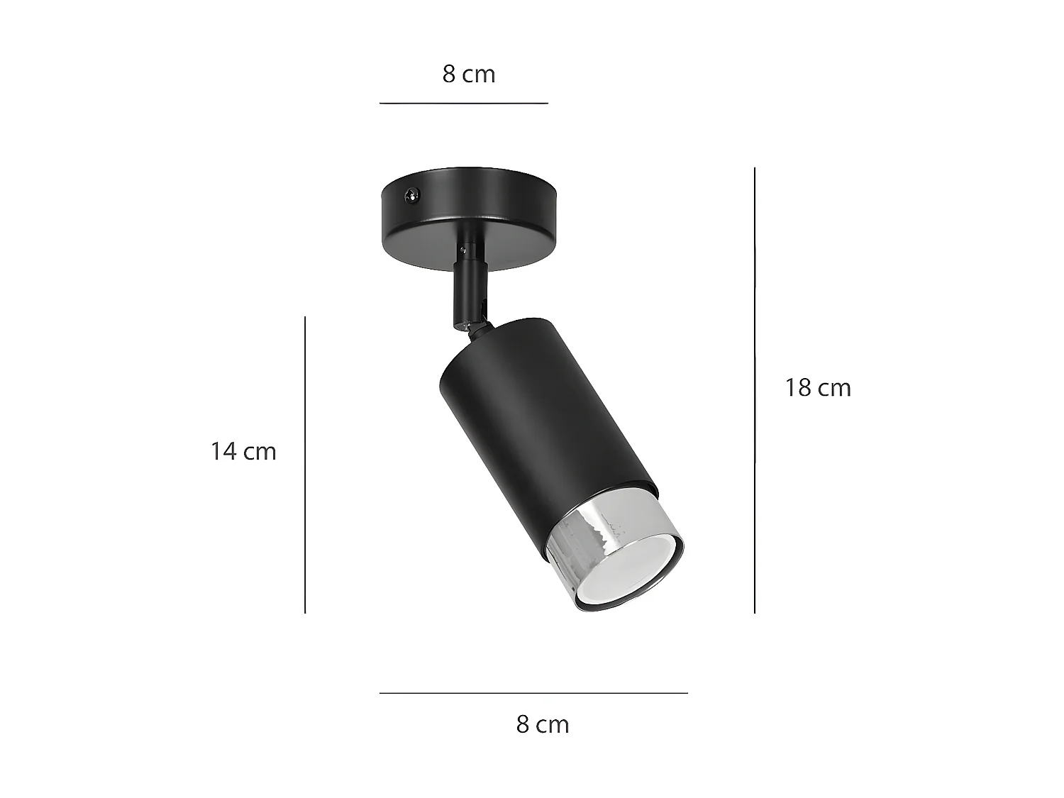 Candeeiro Hiro, Preto, 8x19x8 cm, EPIKASA