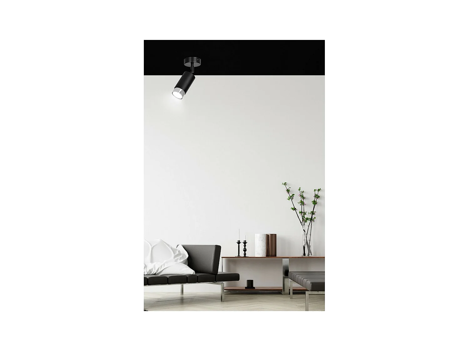 Spot Hiro, Zwart, 8x19x8 cm, Epikasa
