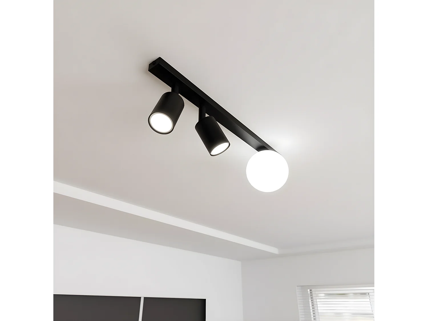 Candeeiro de Teto Baster, Preto, 60x17x14 cm, EPIKASA