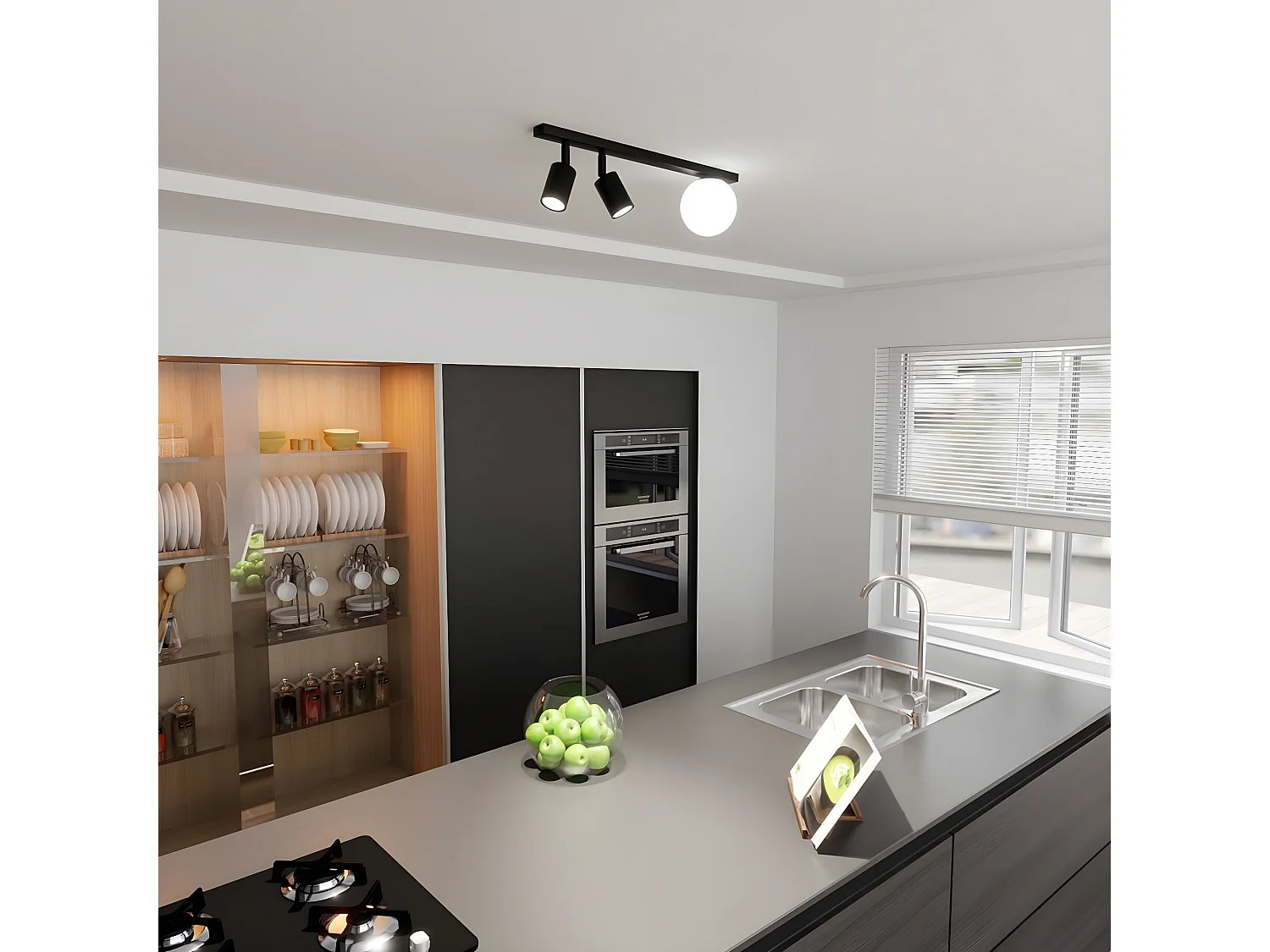 Candeeiro de Teto Baster, Preto, 60x17x14 cm, EPIKASA