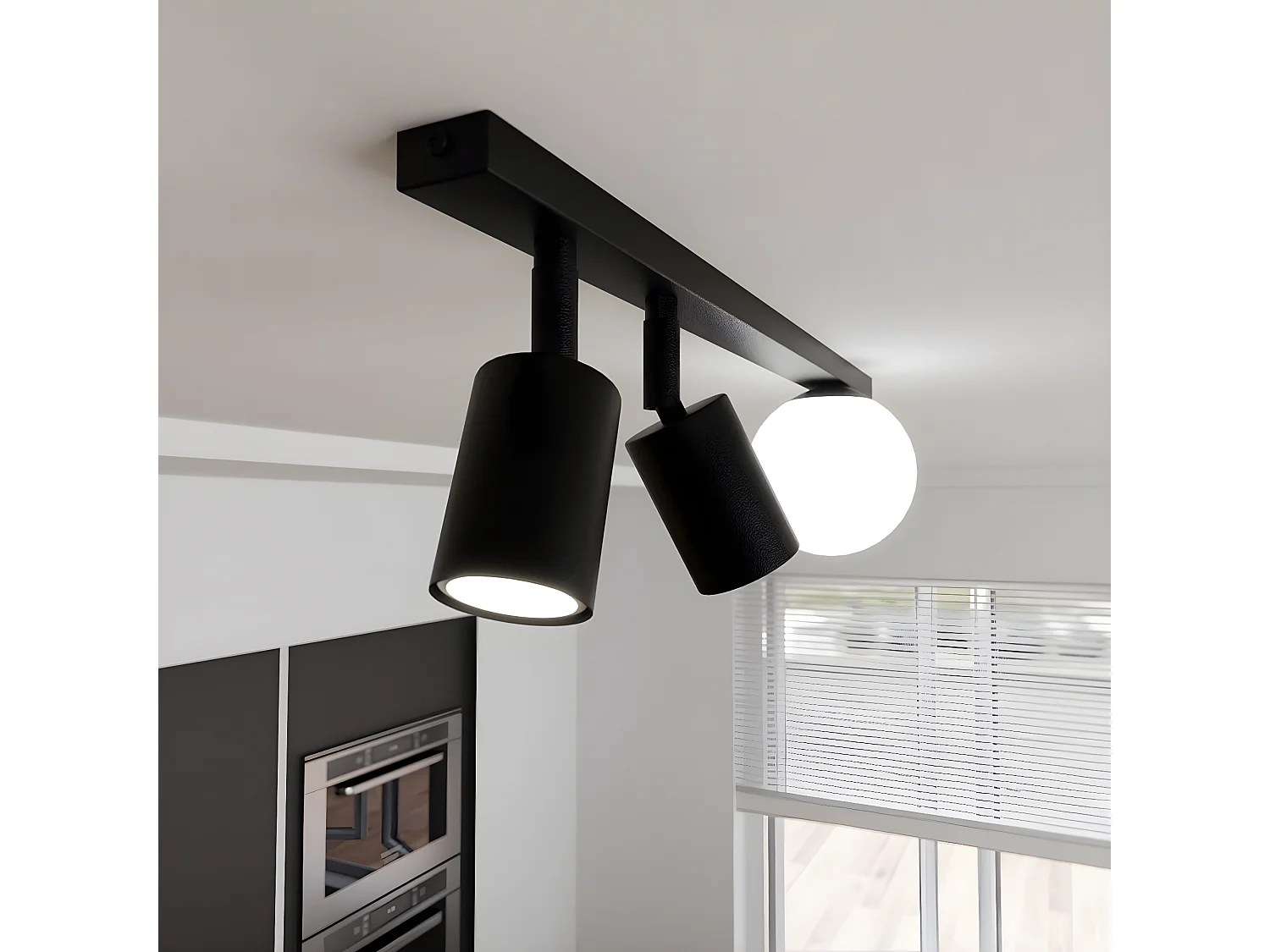 Candeeiro de Teto Baster, Preto, 60x17x14 cm, EPIKASA