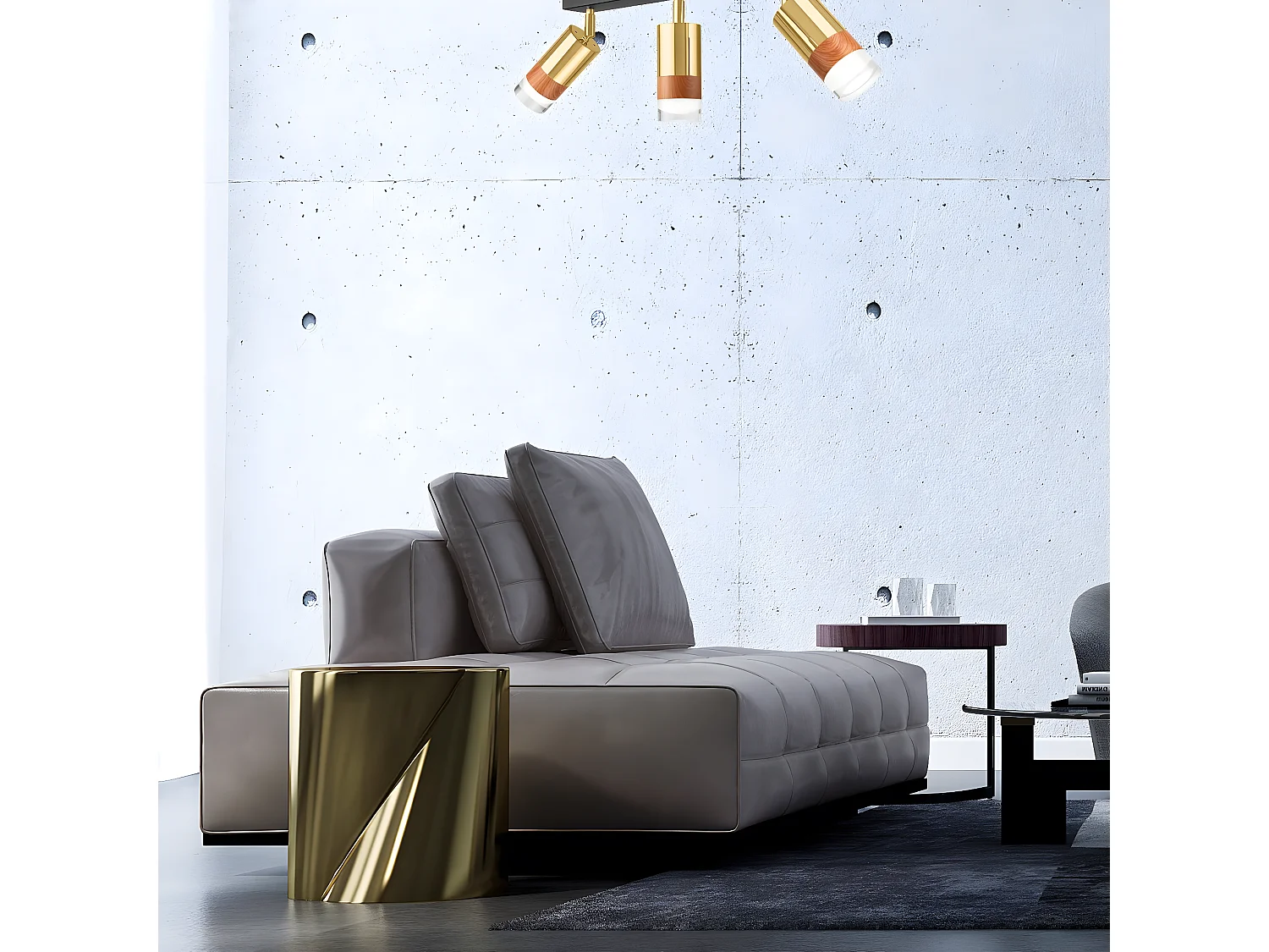 Plafondlamp Aurora, Goud, 45x19x19 cm, Seven Design