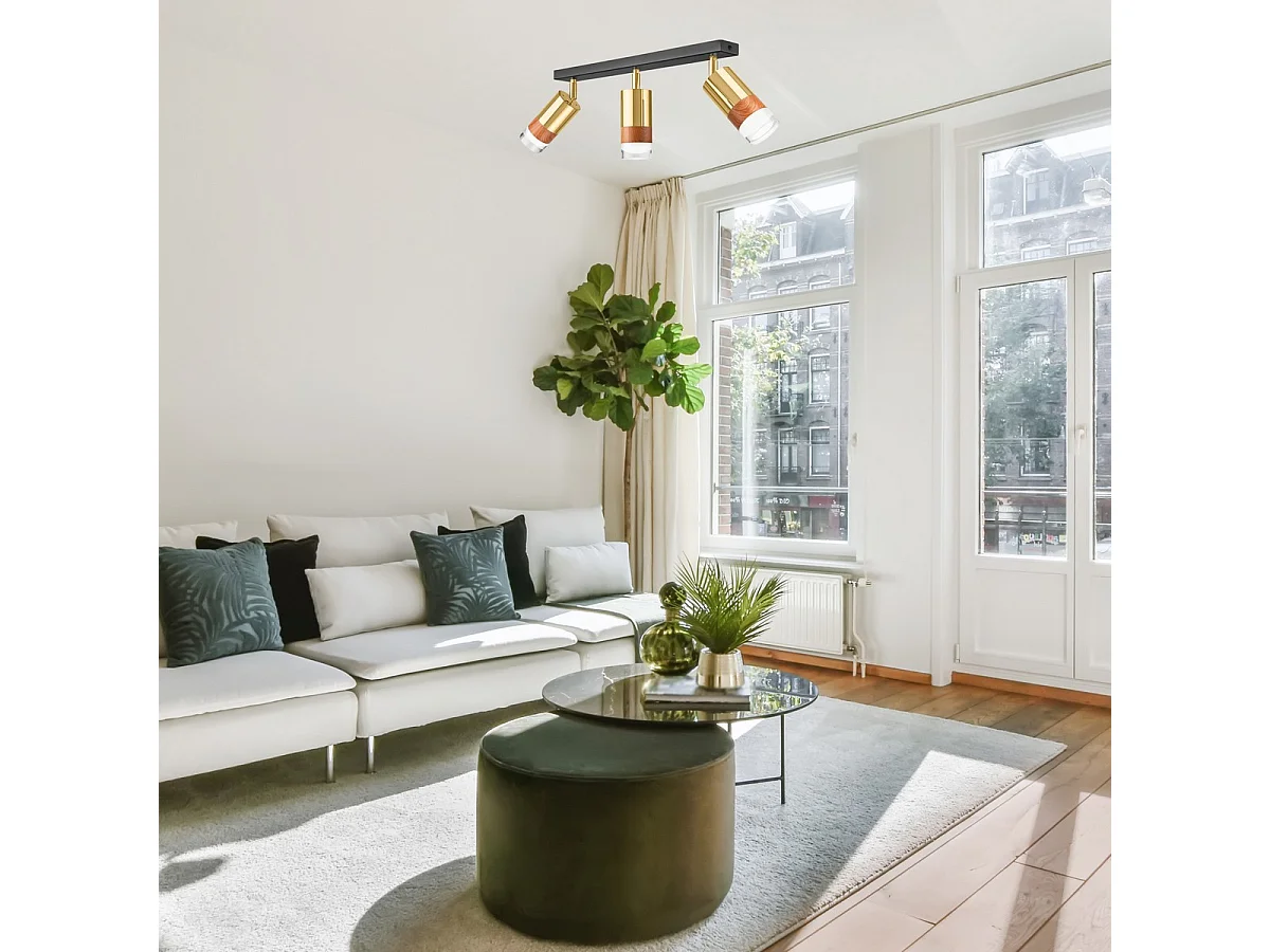 Plafondlamp Aurora, Goud, 45x19x19 cm, Seven Design