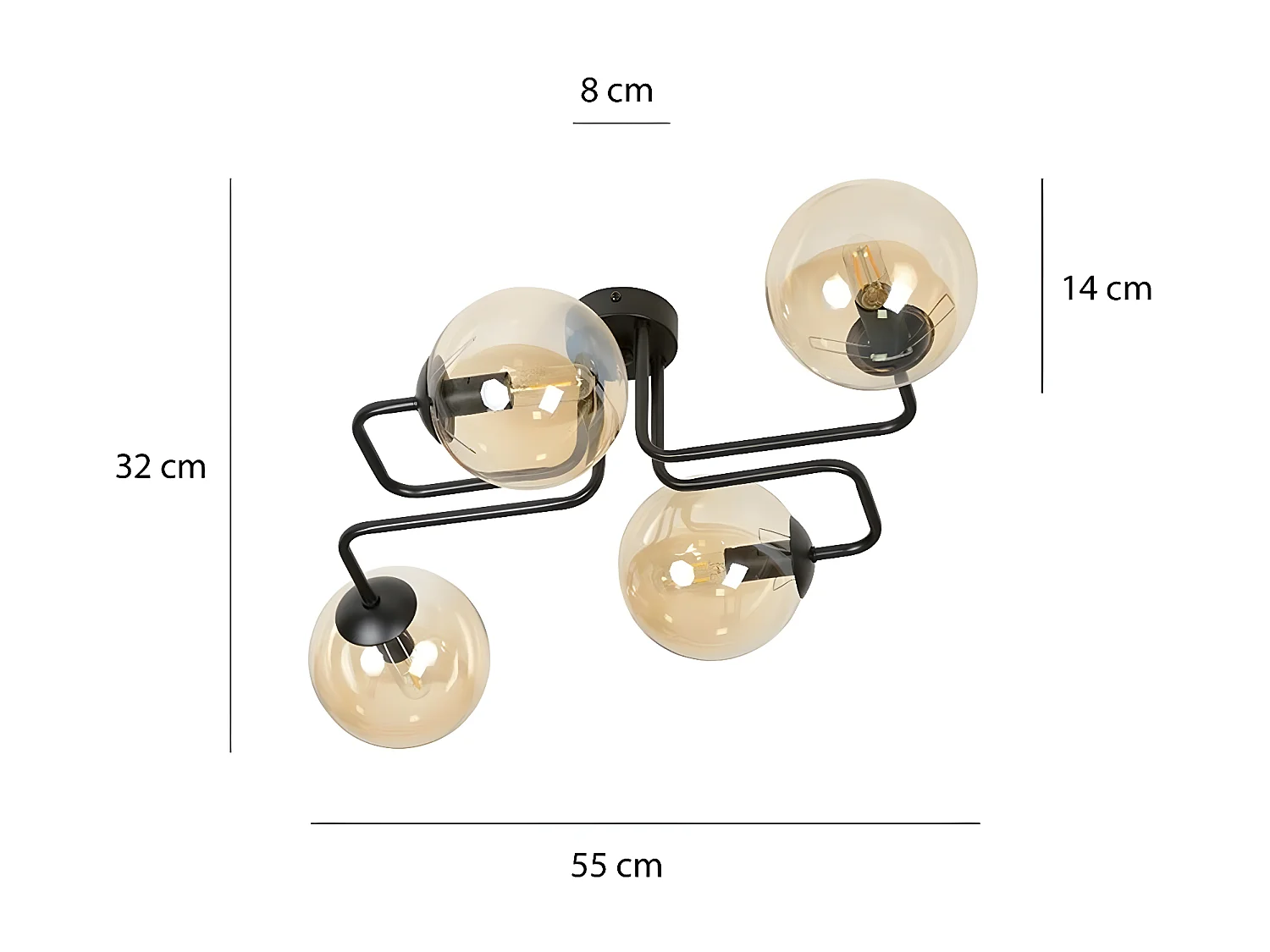 Candeeiro de Teto Brendi, Âmbar, 55x32x50 cm, Seven Design