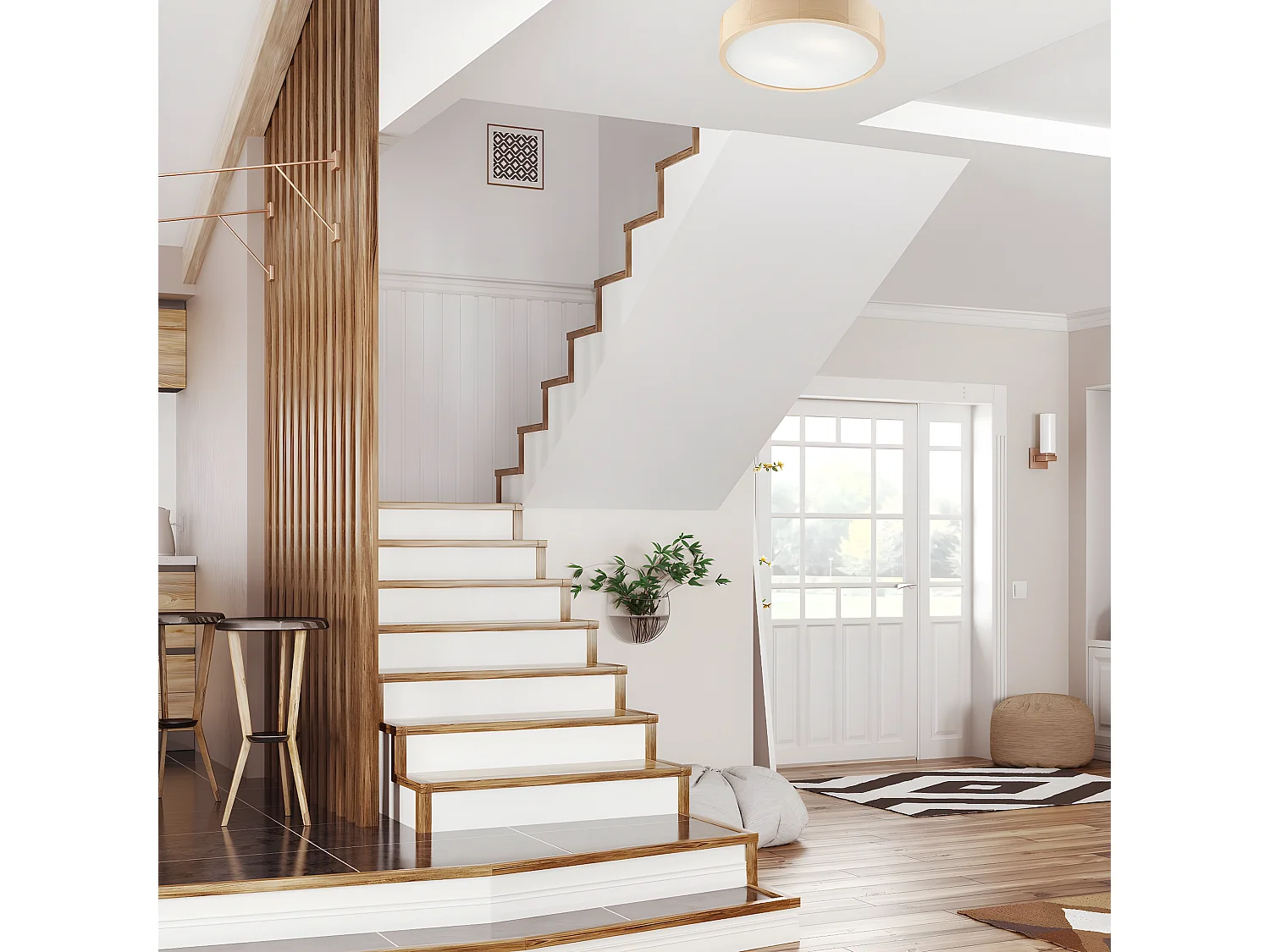 Plafonnier Eveline, Marron, 37x37x8 cm, EPIKASA