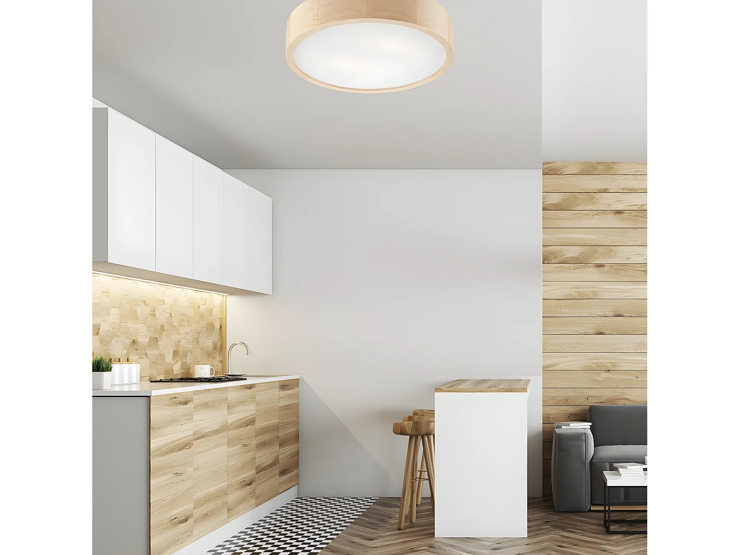 Plafonnier Eveline, Marron, 37x37x8 cm, EPIKASA