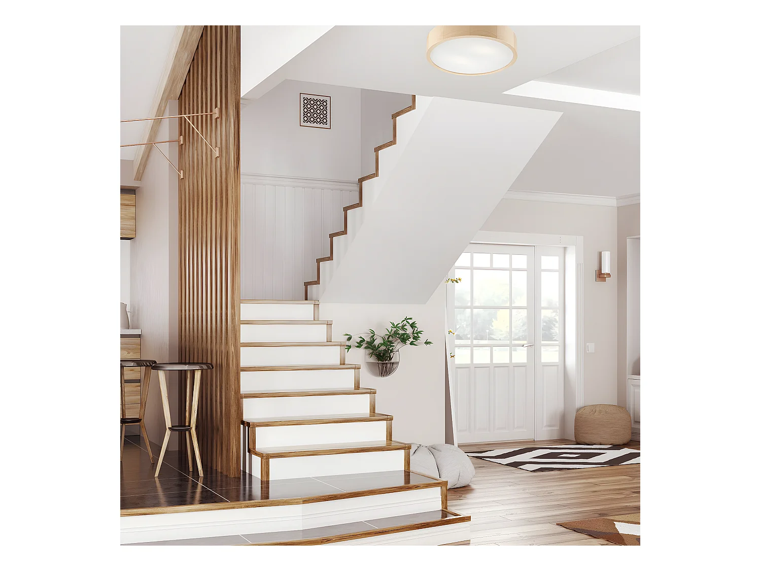 Plafondlamp Eveline, Bruin, 37x37x8 cm, EPIKASA