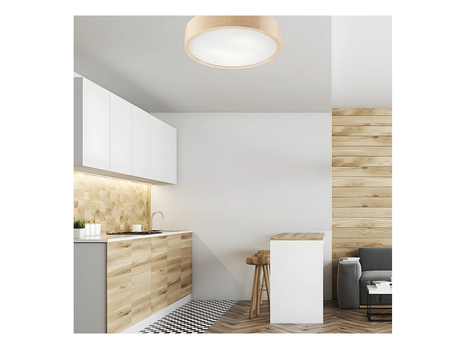 Plafondlamp Eveline, Bruin, 37x37x8 cm, EPIKASA