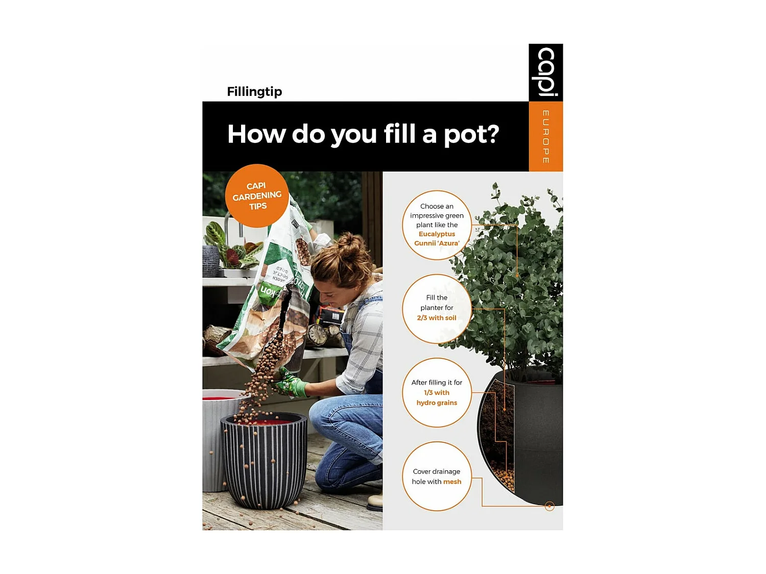 Macetero Waste Smooth gris 43x41 cm