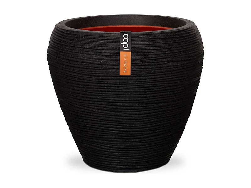 Vaso afunilado  Rib 42x38 cm preto KBLR362