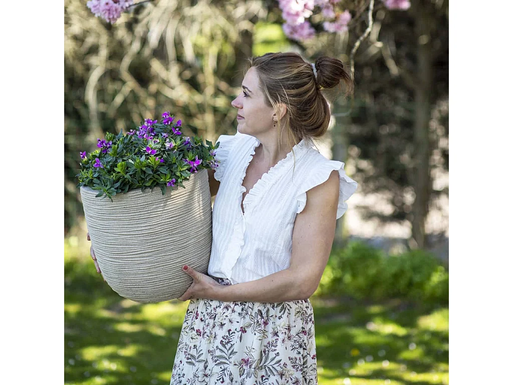 Pot à fleurs Waste Rib 43x41 cm Beige terrazzo