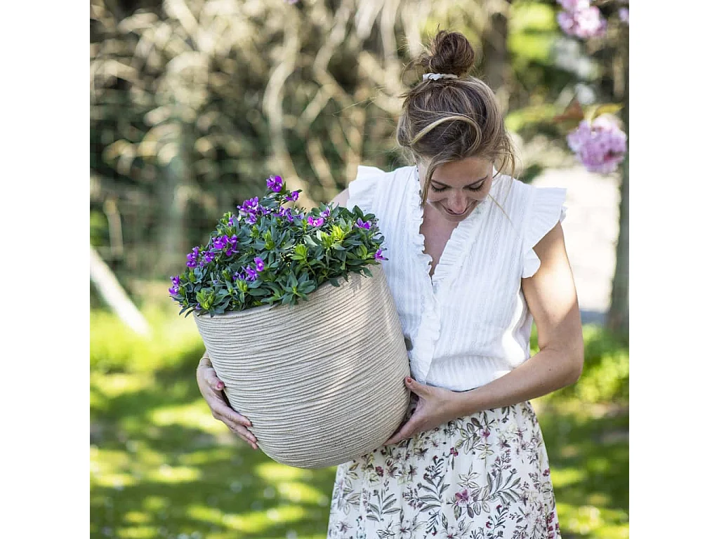 Pot à fleurs Waste Rib 43x41 cm Beige terrazzo