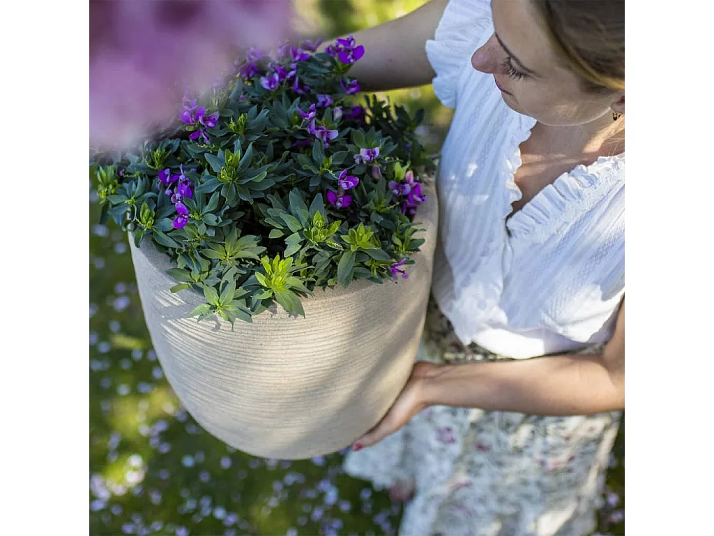 Pot à fleurs Waste Rib 43x41 cm Beige terrazzo