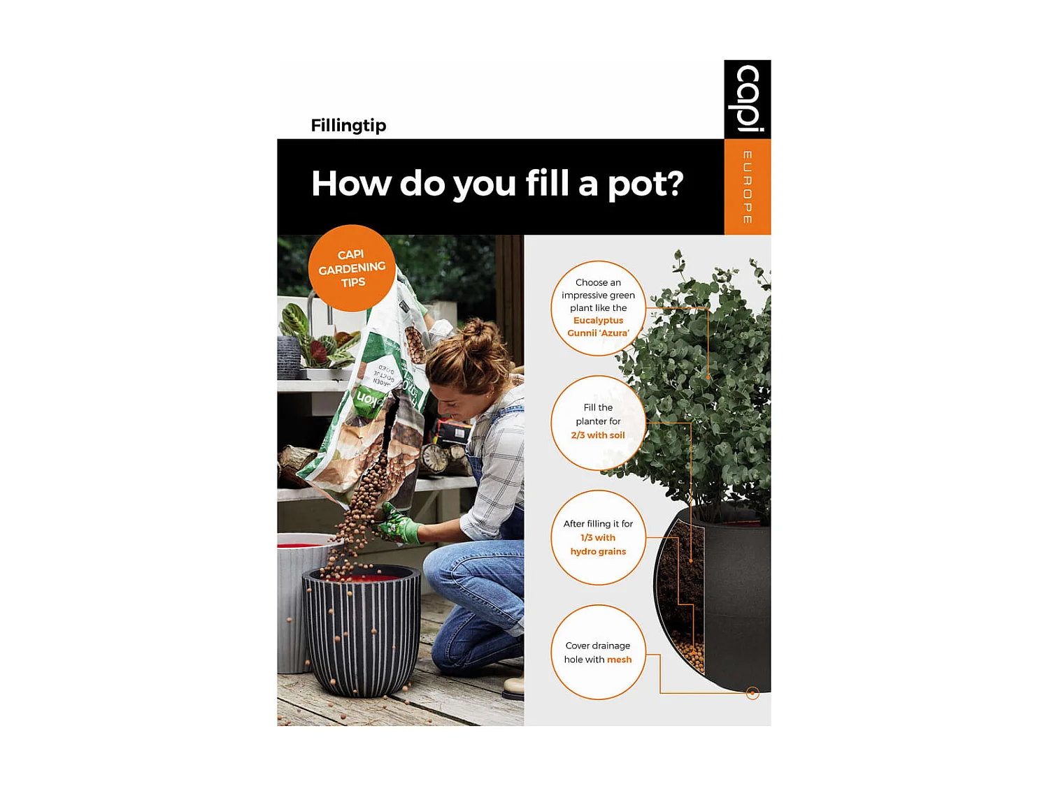 Pot à fleurs Waste Rib 34x46 cm Gris