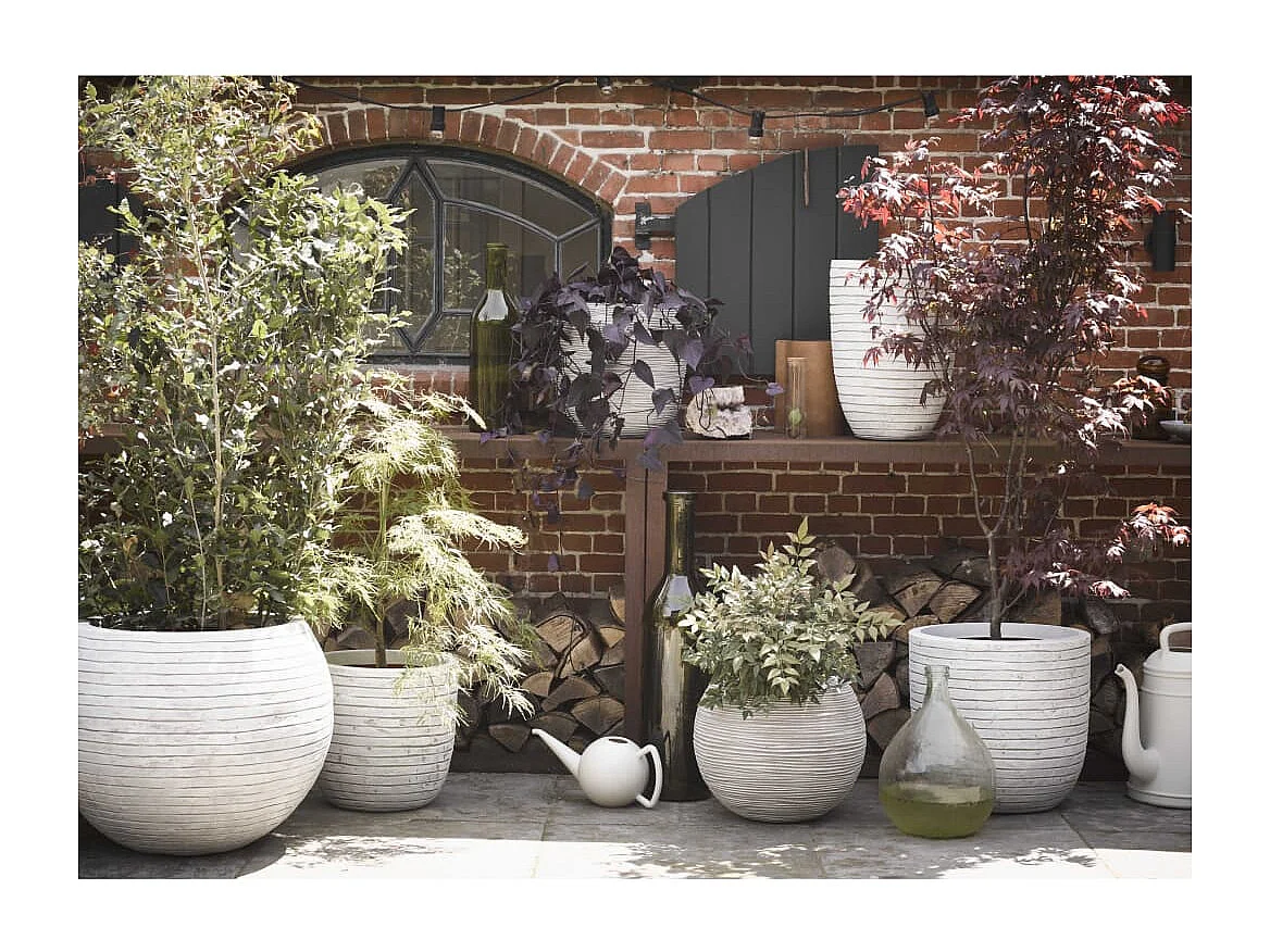 Vaso redondo  Rib 40x32 cm marfim KOFI270