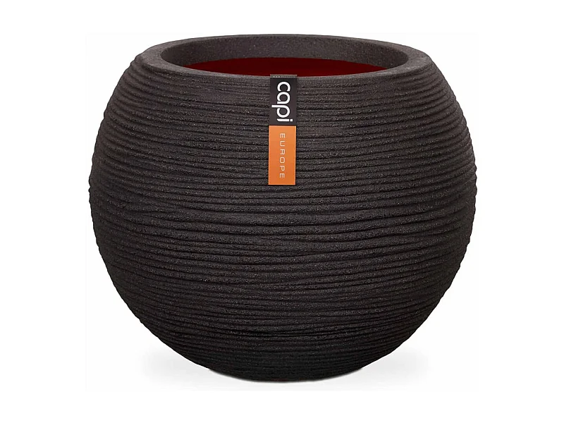 Jarrón en forma de bola  Rib 40x32 cm negro KBLR270