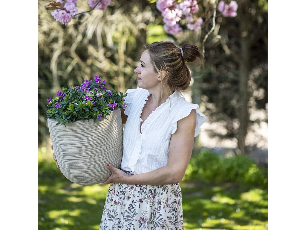 Macetero Waste Rib beige terrazo 35x34 cm