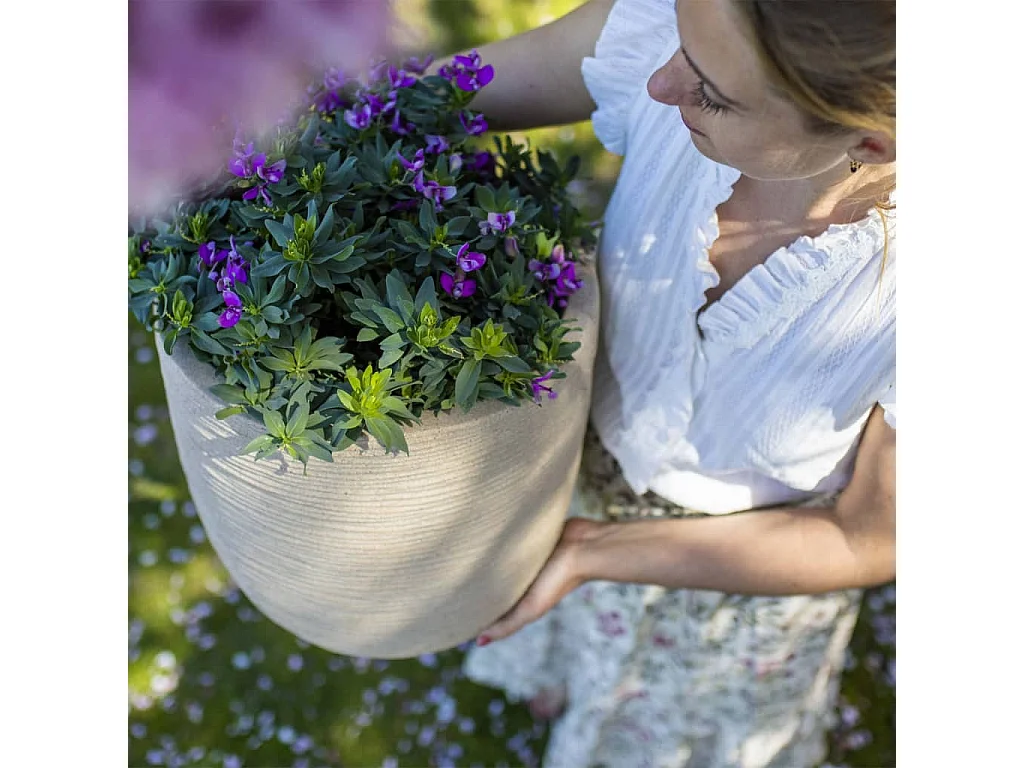 Macetero Waste Rib beige terrazo 35x34 cm