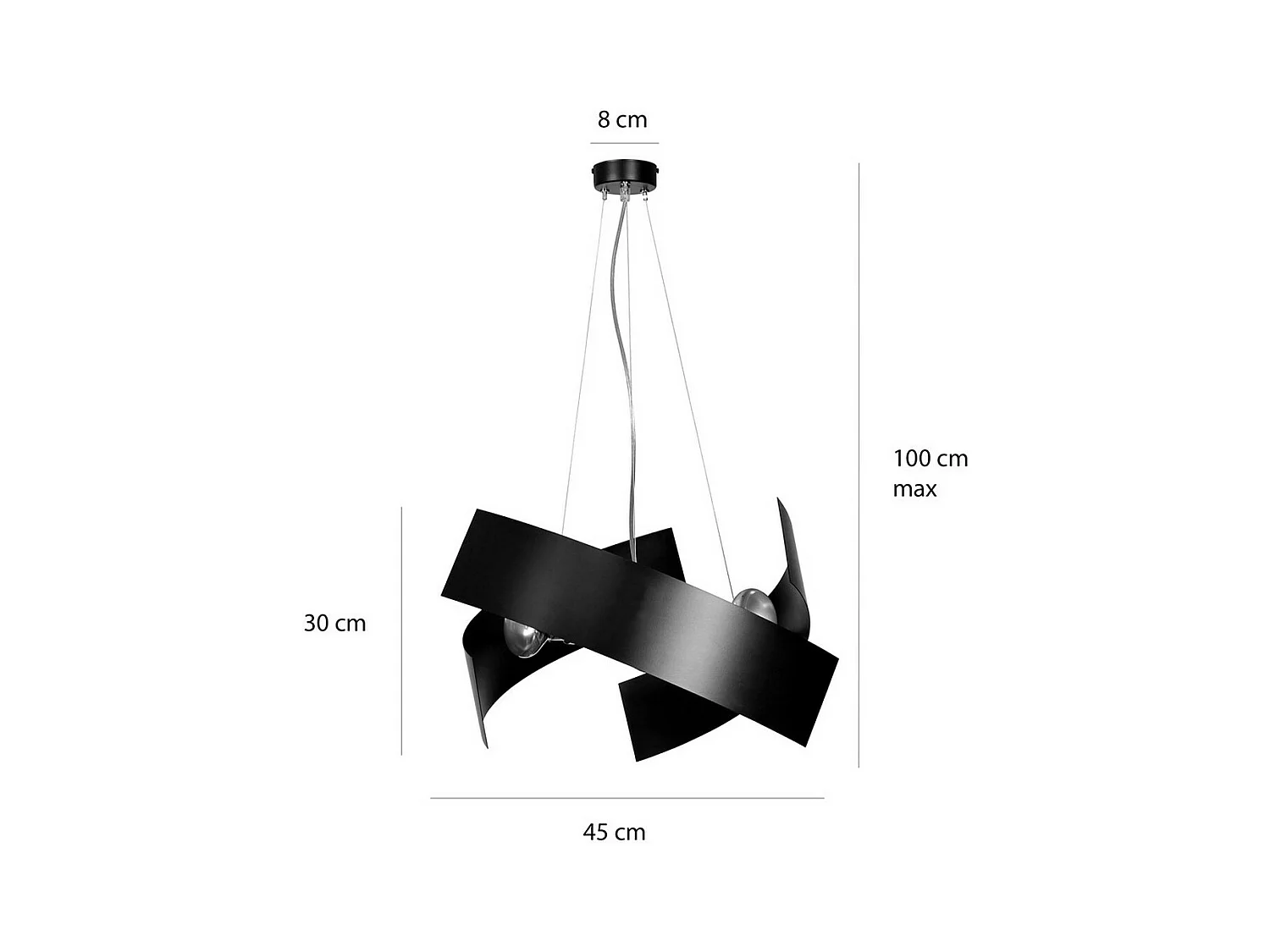 Suspension Modo, Noir, 45x100x45 cm, EPIKASA