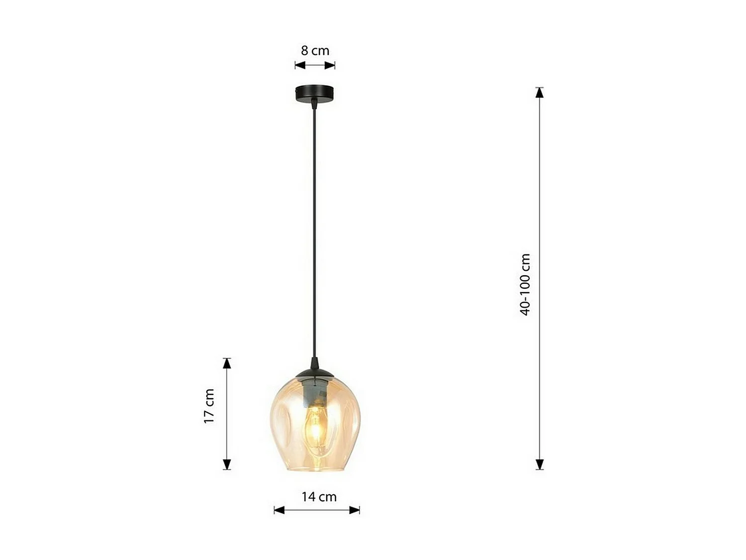Hanglamp Istar, Amber, 14x100x14 cm, Seven Design