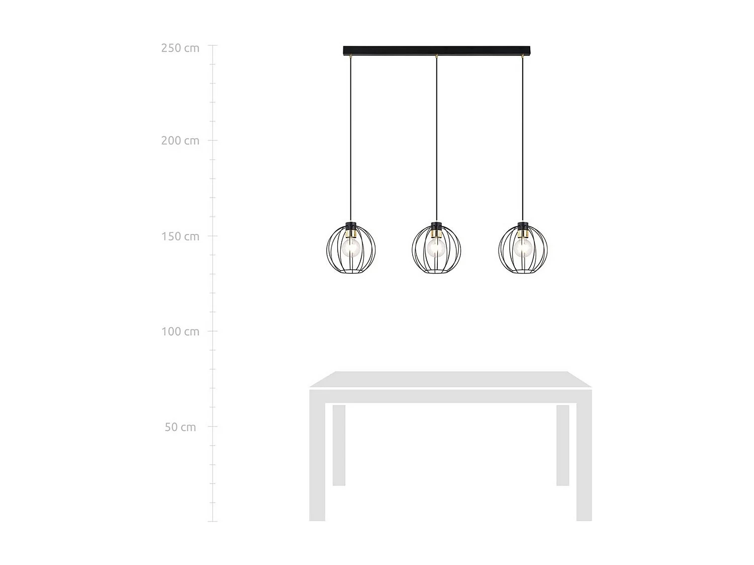 Suspension Gino, Noir, 115x120x24 cm, EPIKASA