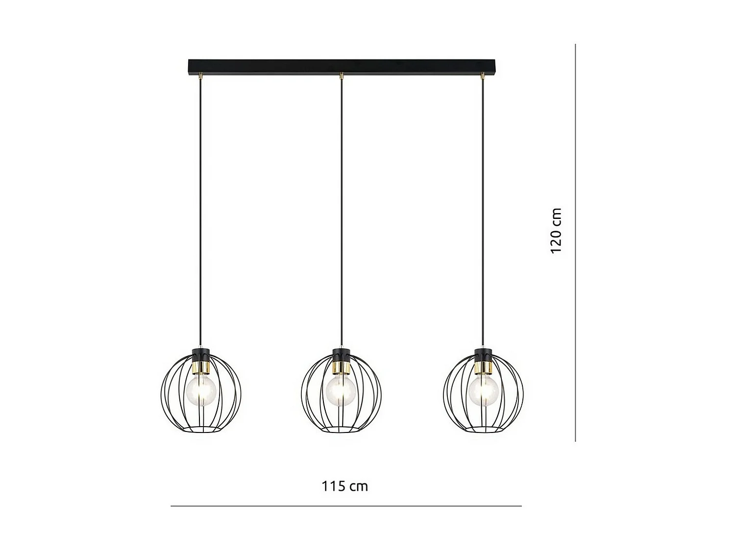 Suspension Gino, Noir, 115x120x24 cm, EPIKASA