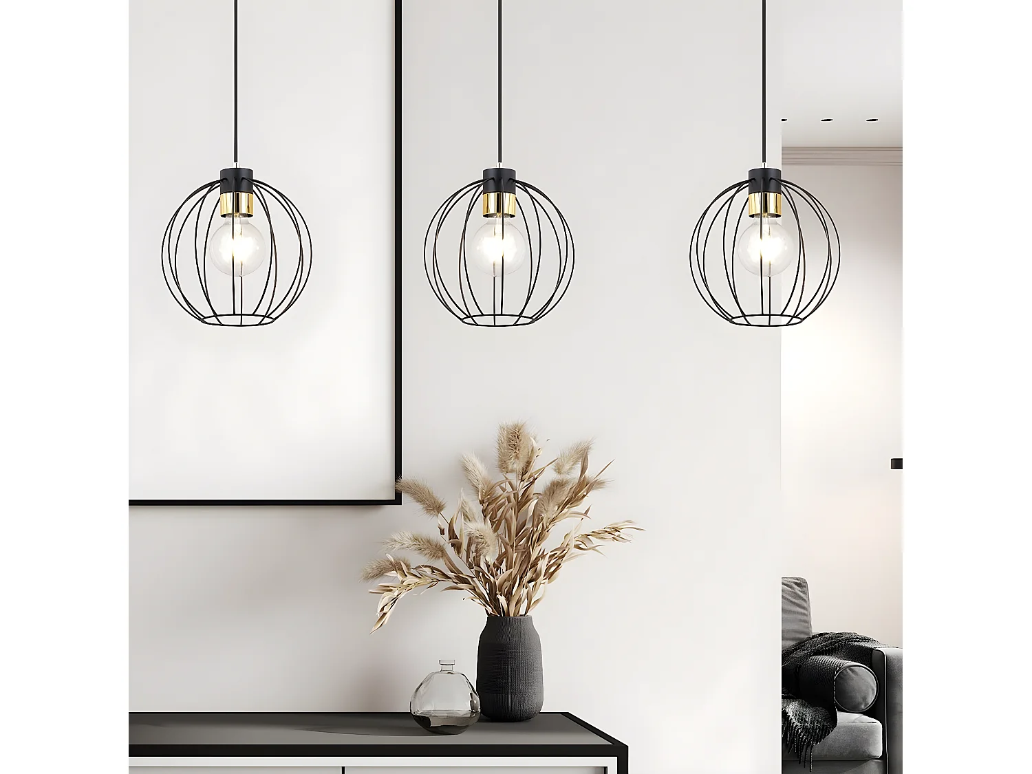 Suspension Gino, Noir, 115x120x24 cm, EPIKASA