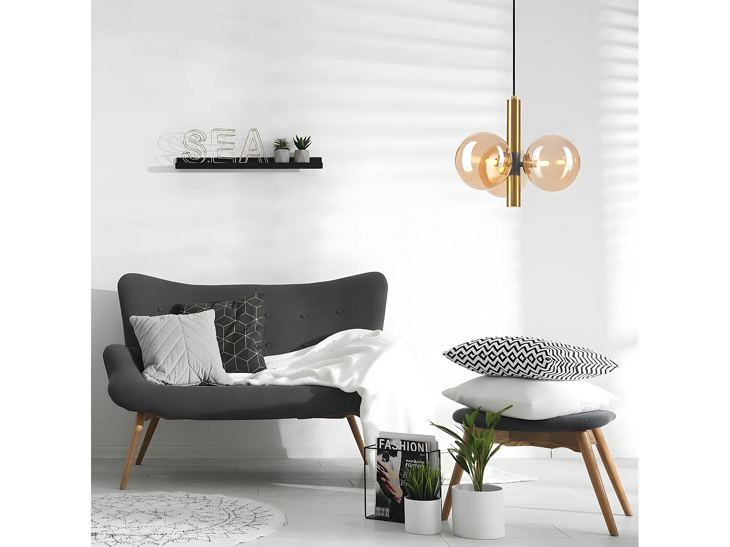Hanglamp Rollo, Goud, 35x35x120 cm, Seven Design