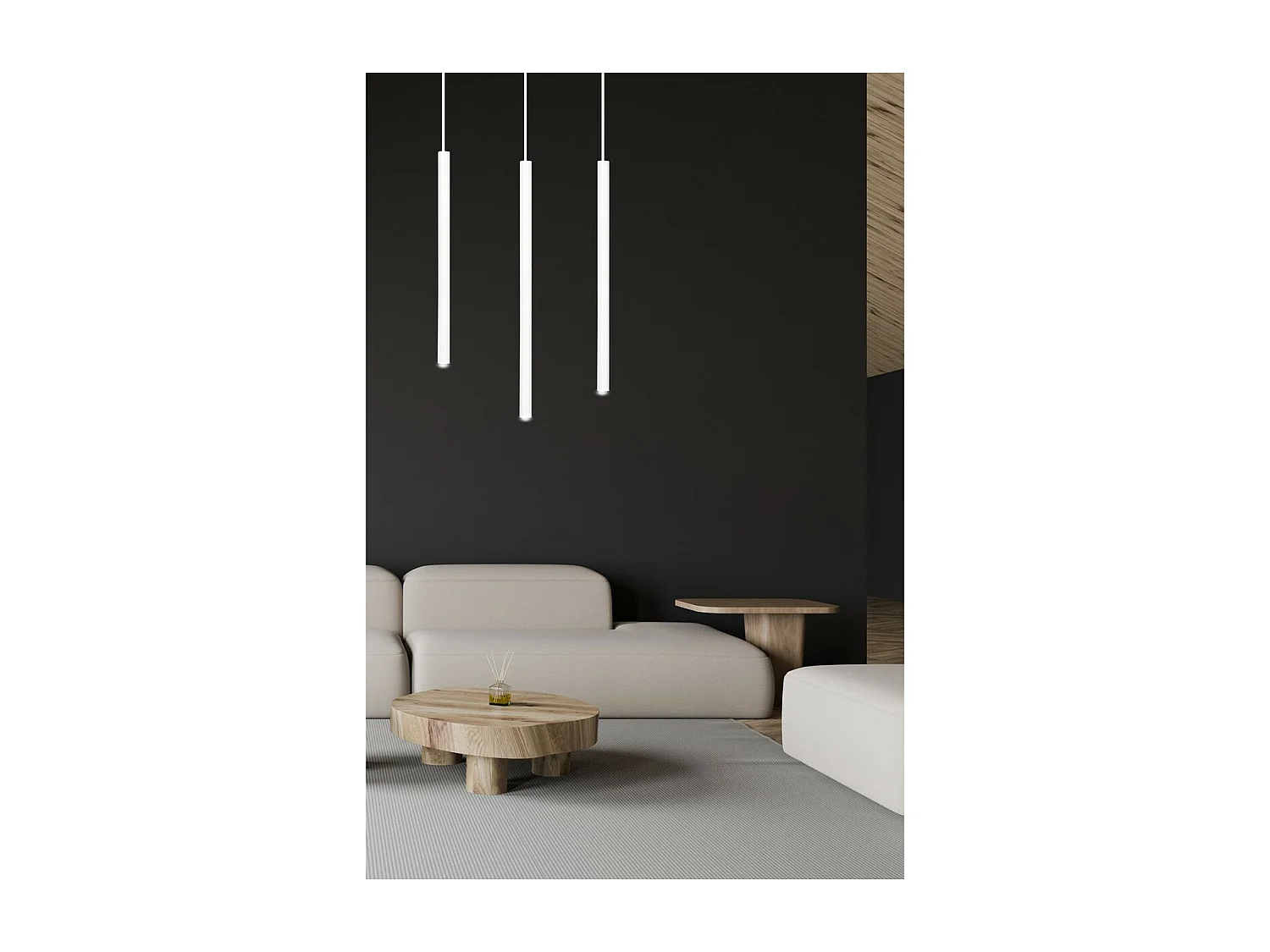 Lampada a Sospensione Selter, Bianco, 45x120x6 cm, Seven Design