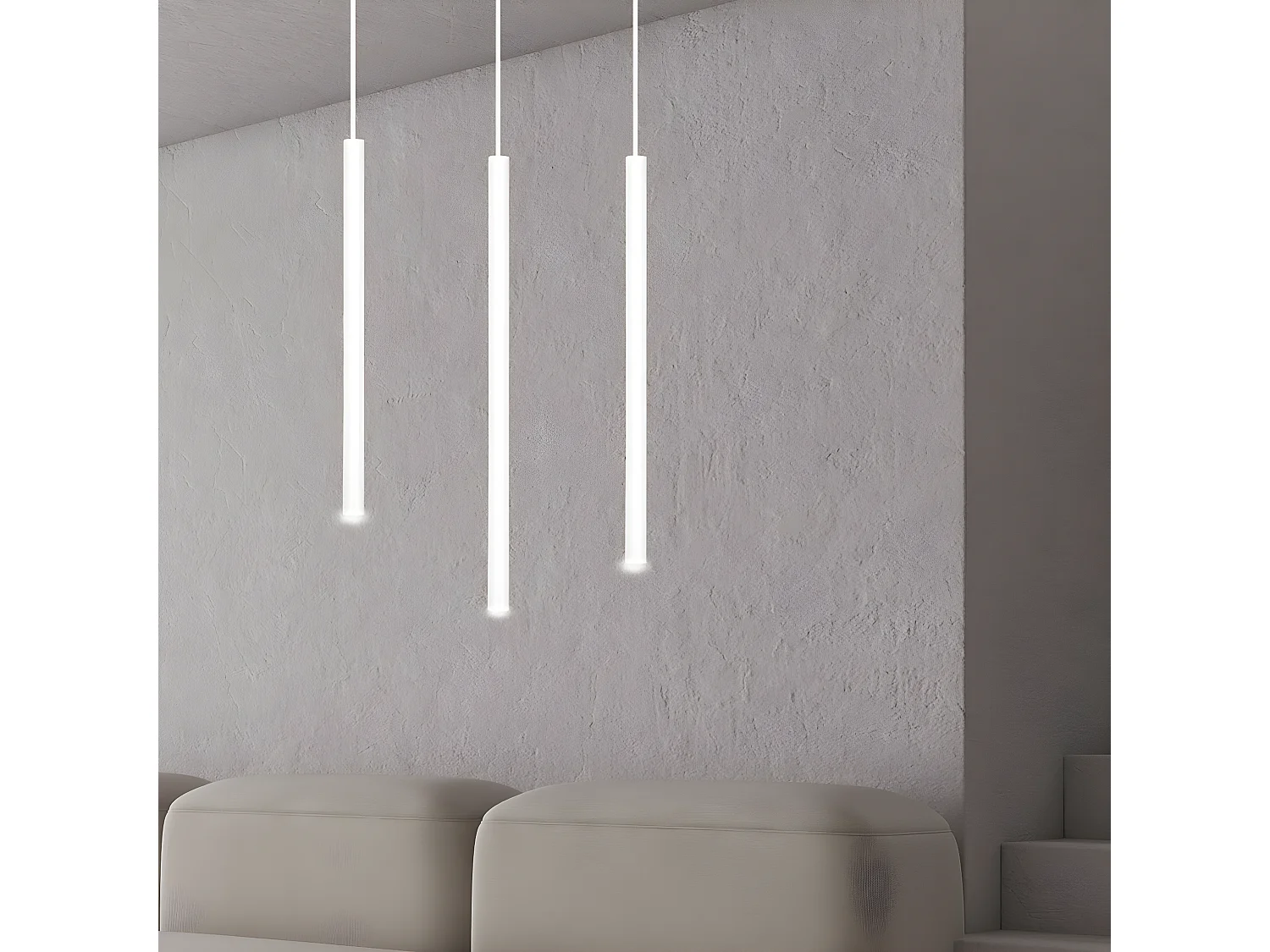 Lampada a Sospensione Selter, Bianco, 45x120x6 cm, Seven Design