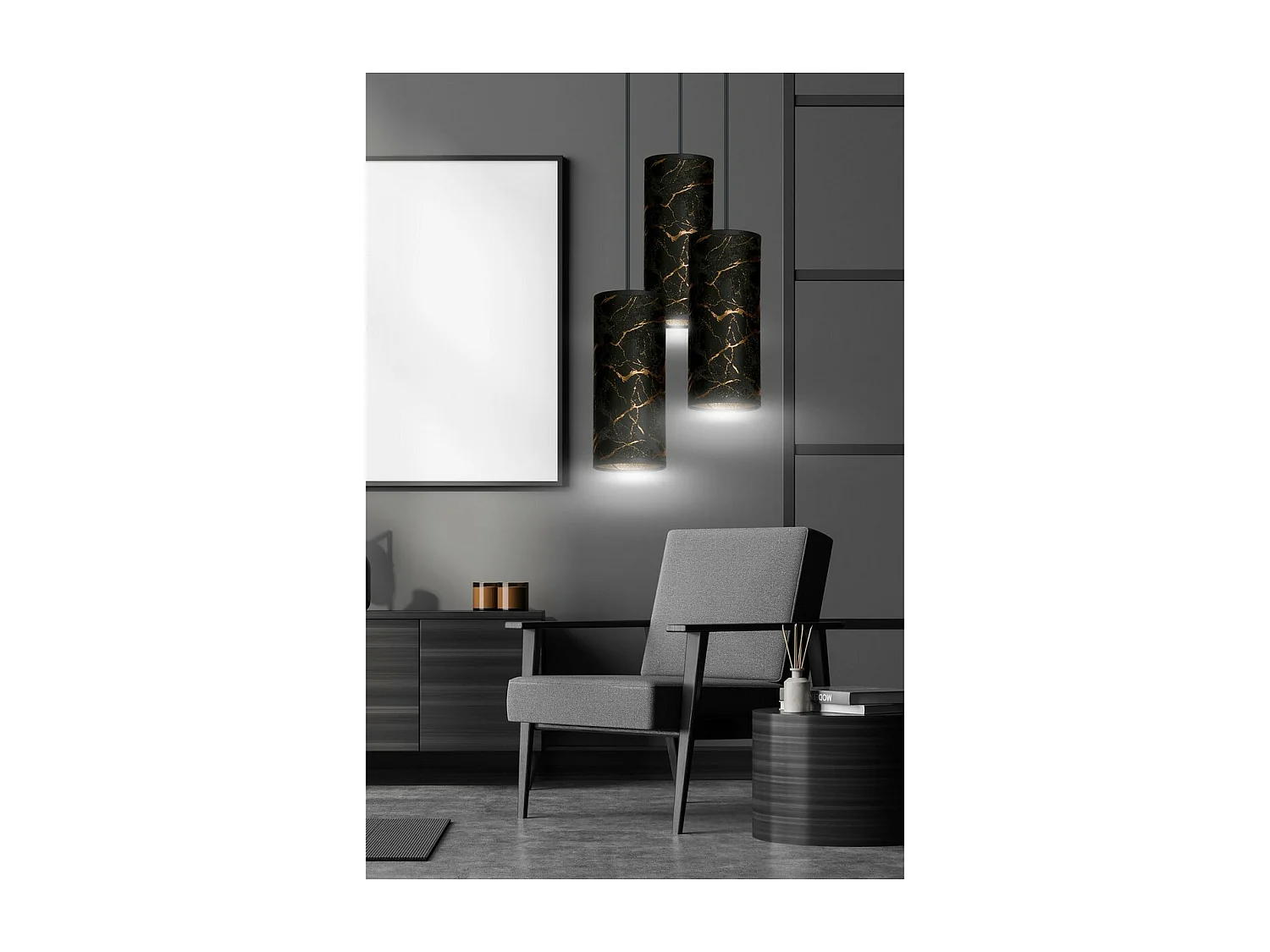 Lampada a Sospensione Karli, Nero, 35x100x22 cm, EPIKASA