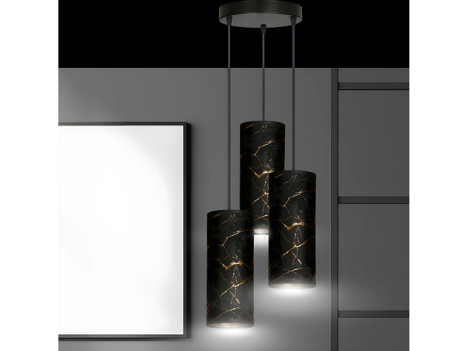 Lampada a Sospensione Karli, Nero, 35x100x22 cm, EPIKASA