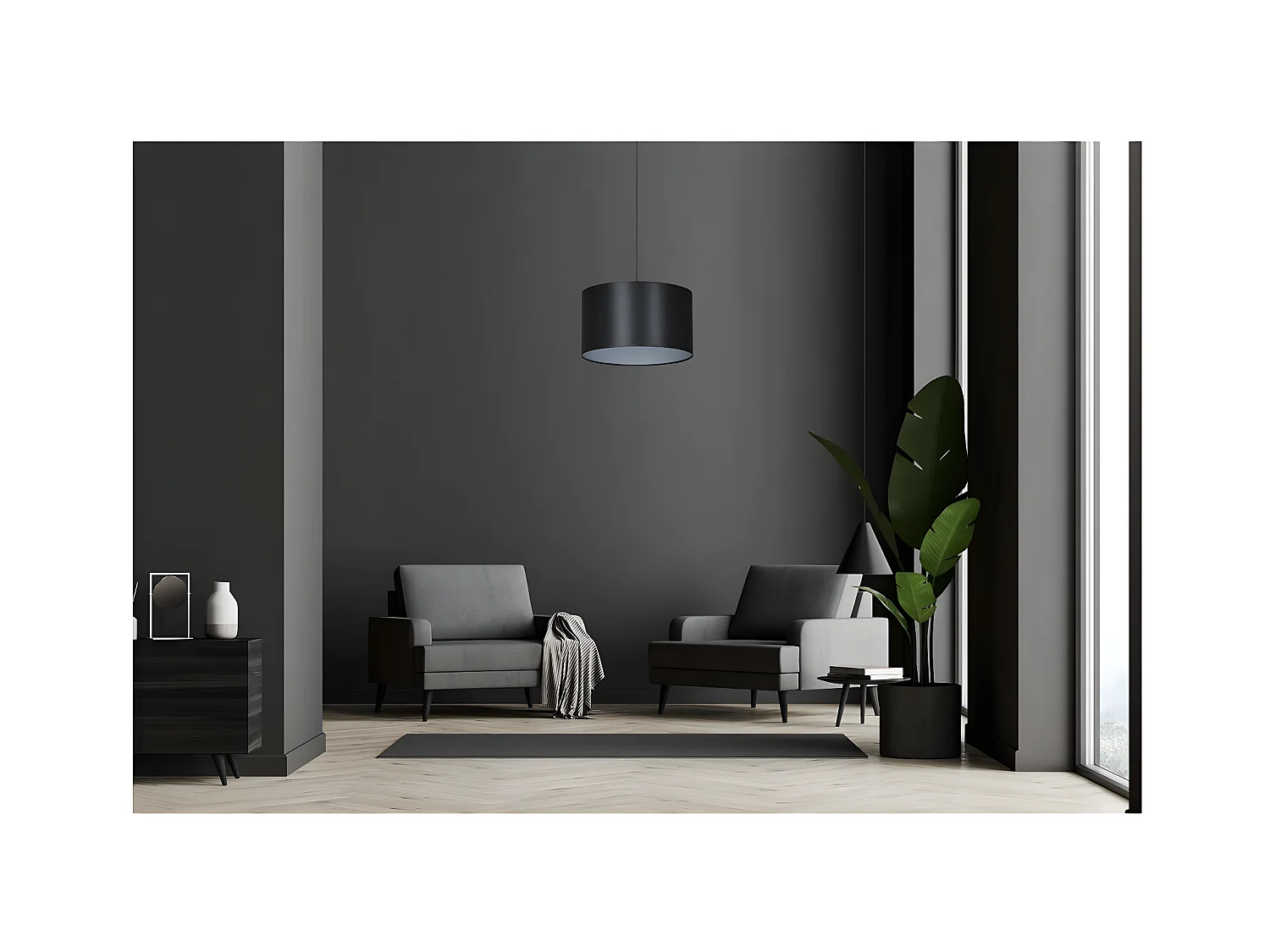 Hanglamp Roto, Zwart, 35x100x35 cm, EPIKASA