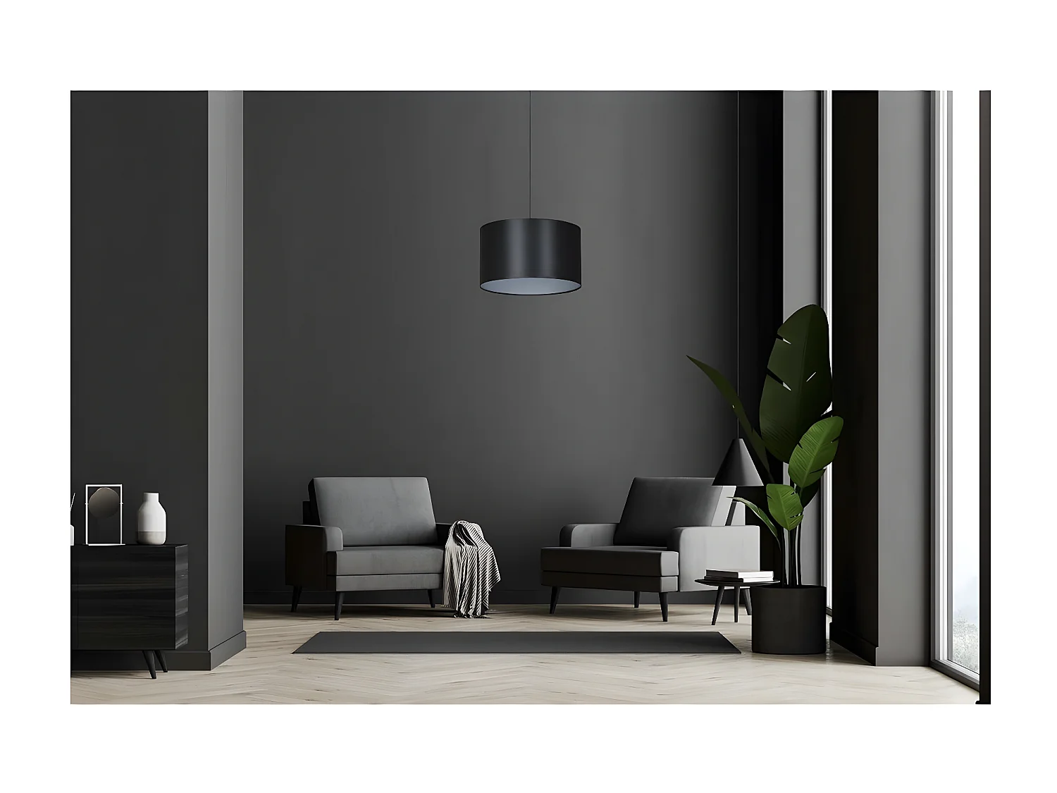 Hanglamp Roto, Zwart, 35x100x35 cm, EPIKASA