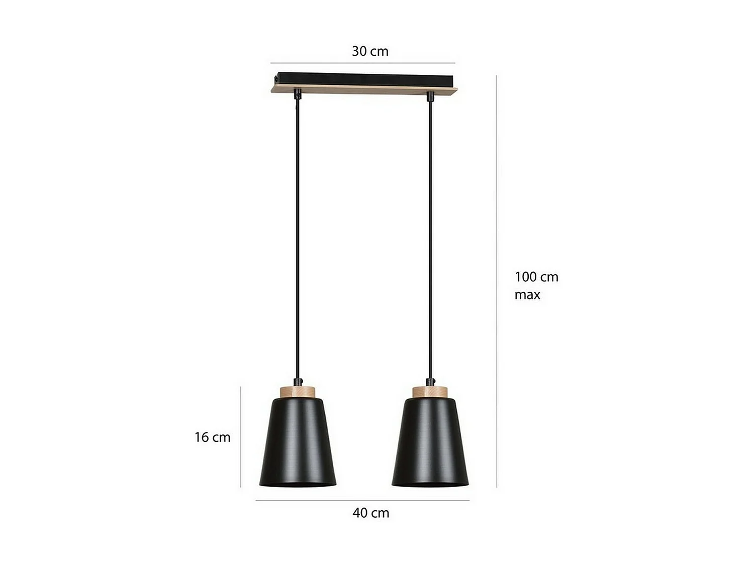 Lampa Wisząca Bolero, Czarny, 40x100x14 cm, Seven Design