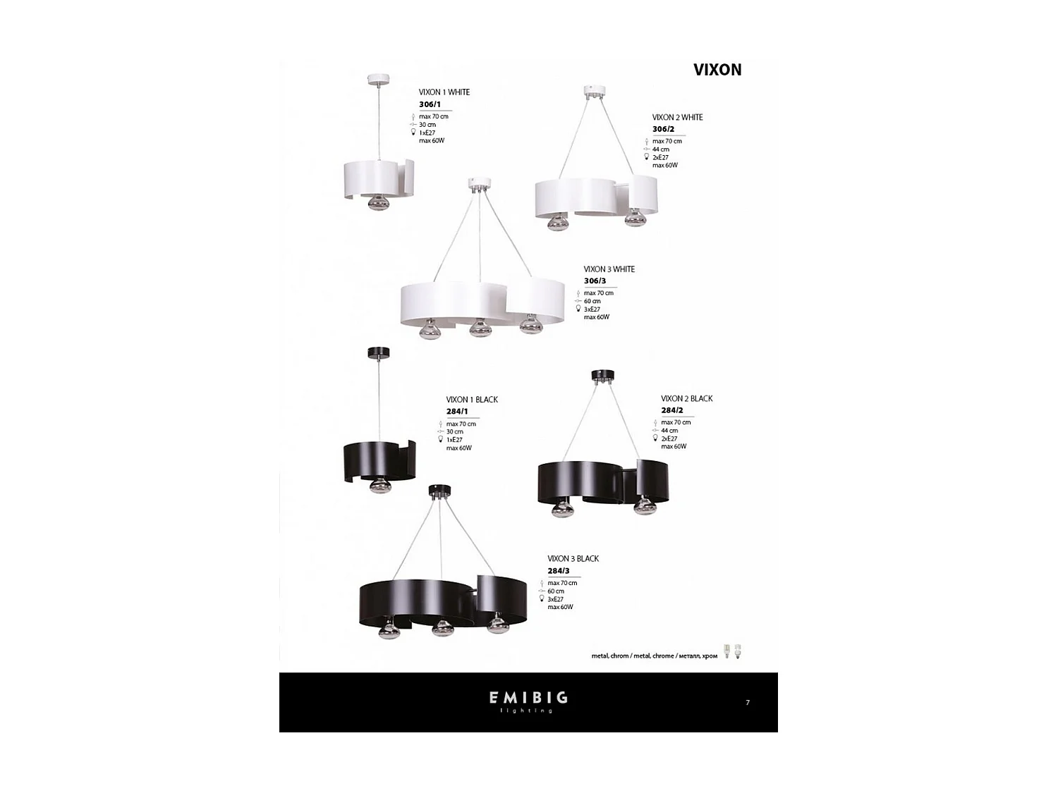 Lampa Wisząca Vixon, Biały, 30x100x30 cm, Seven Design