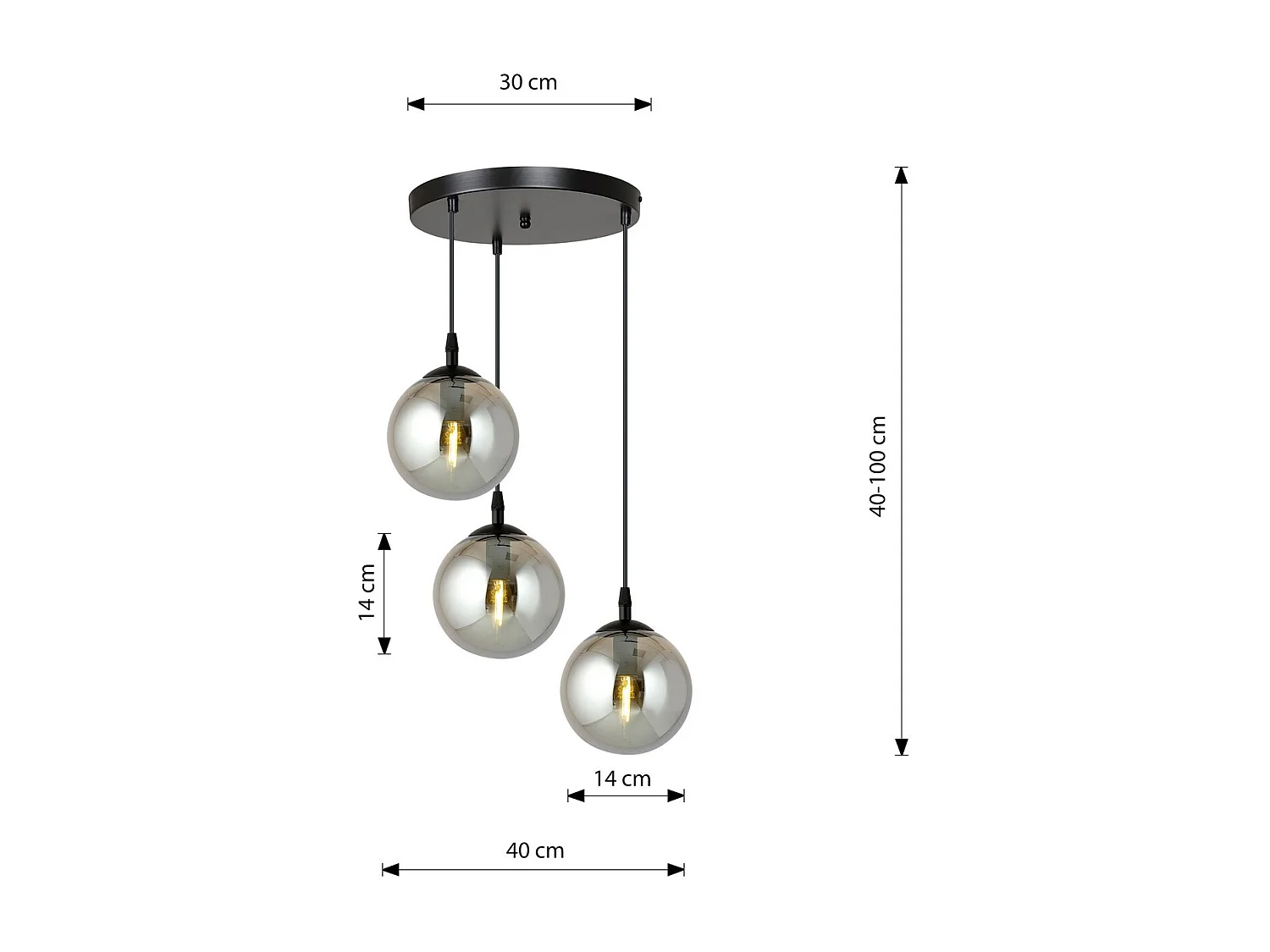 Lampada a Sospensione Cosmo, Grigio, 40x100x40 cm, EPIKASA