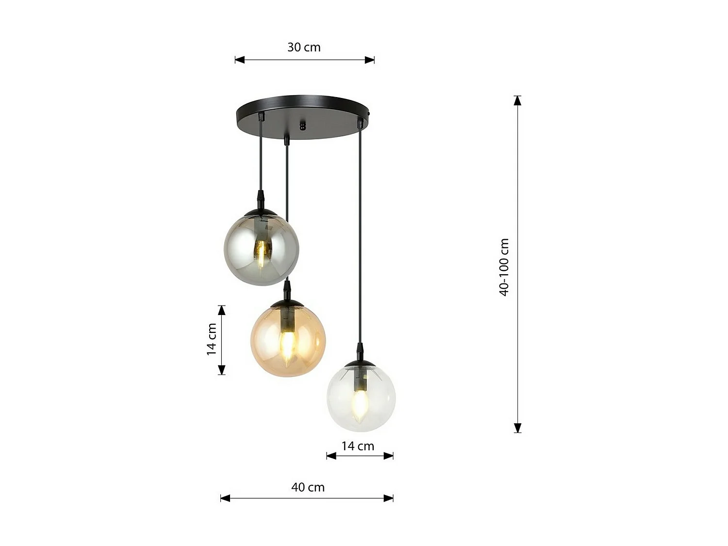 Lampada a Sospensione Cosmo, Grigio, 40x100x40 cm, EPIKASA