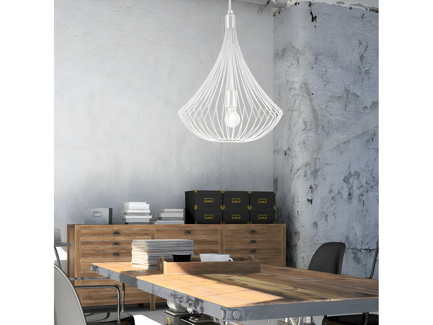 Candeeiro Suspenso Balerina, Branco, 38x38x90 cm, Seven Design