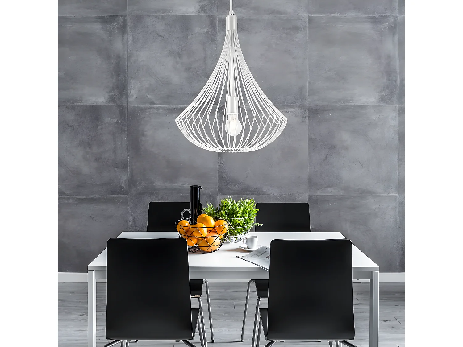 Candeeiro Suspenso Balerina, Branco, 38x38x90 cm, Seven Design