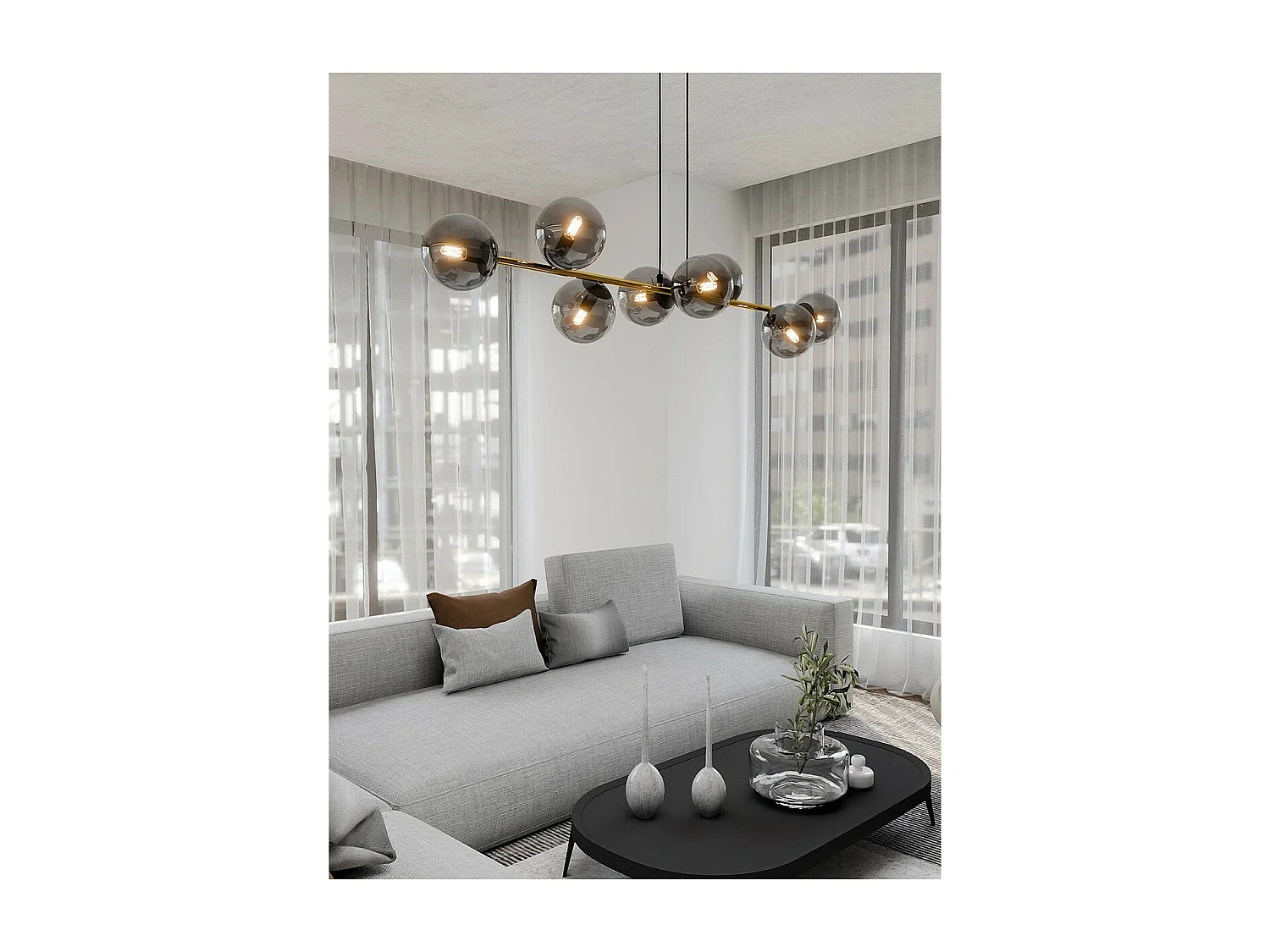 Candeeiro Suspenso Gravity, Preto, 140x100x29 cm, EPIKASA