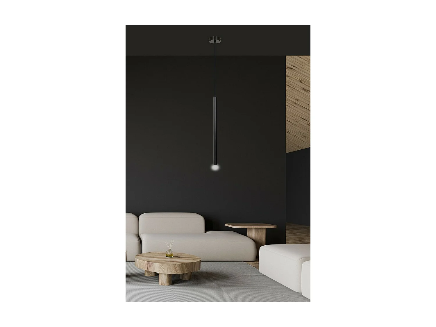 Hanglamp Selter, Zwart, 8x120x8 cm, Seven Design
