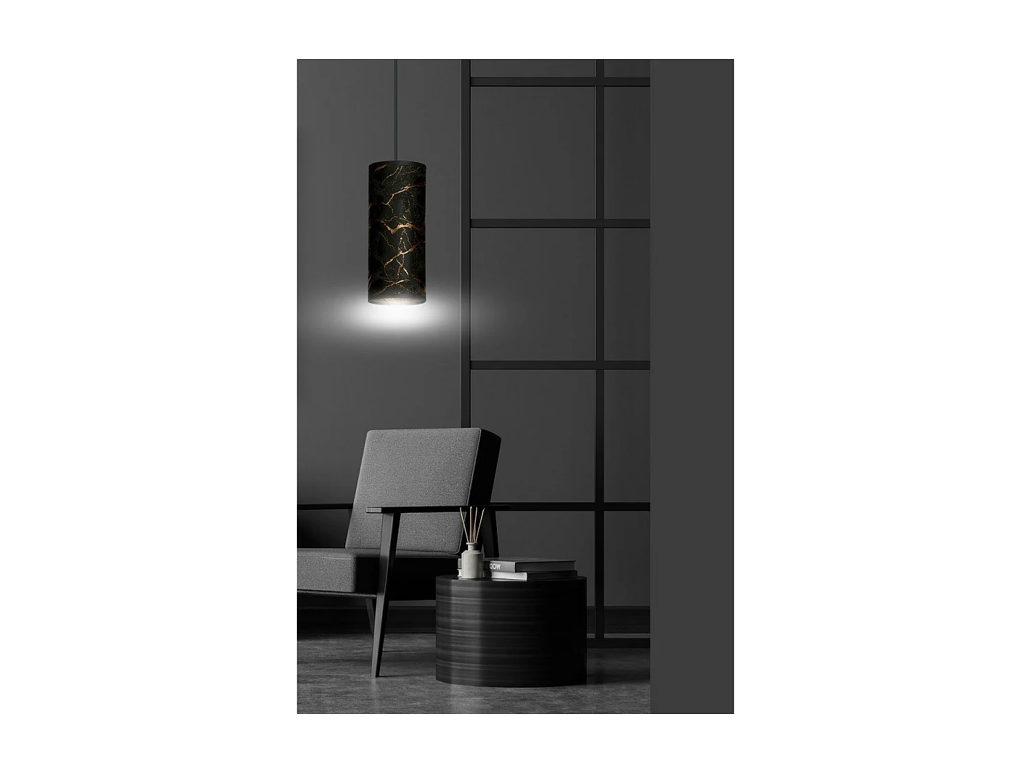 Candeeiro Suspenso Karli, Preto, 10x100x6 cm, Seven Design