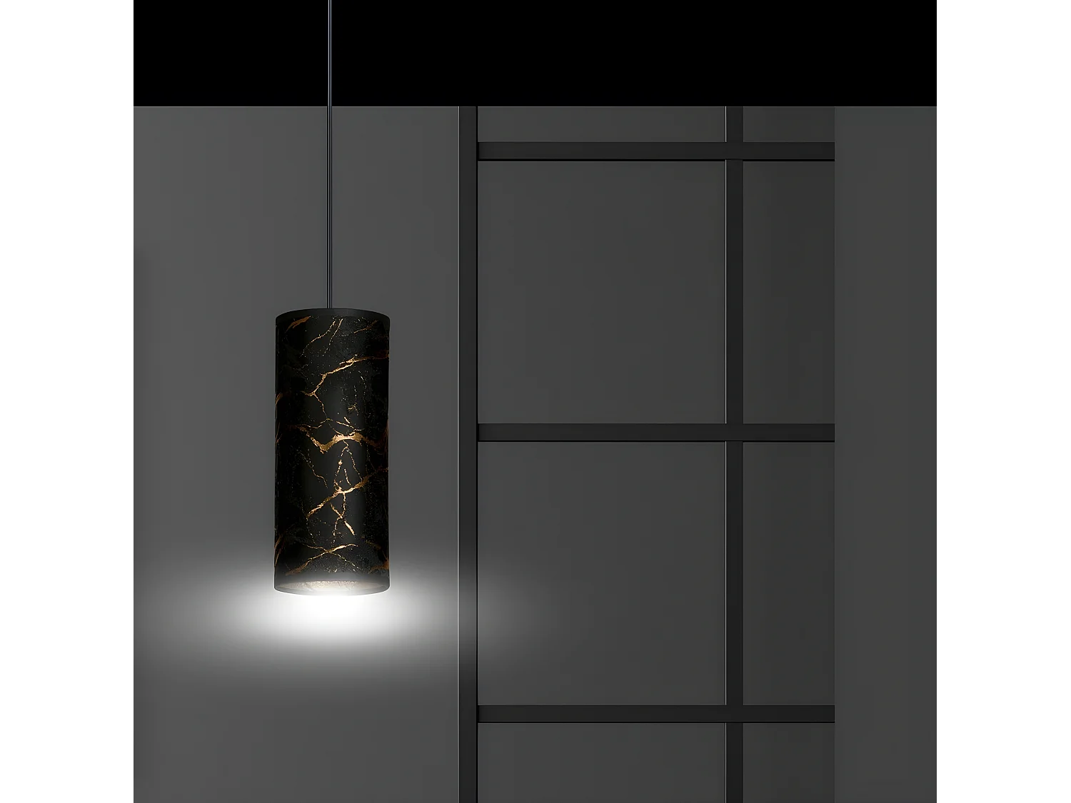 Candeeiro Suspenso Karli, Preto, 10x100x6 cm, Seven Design
