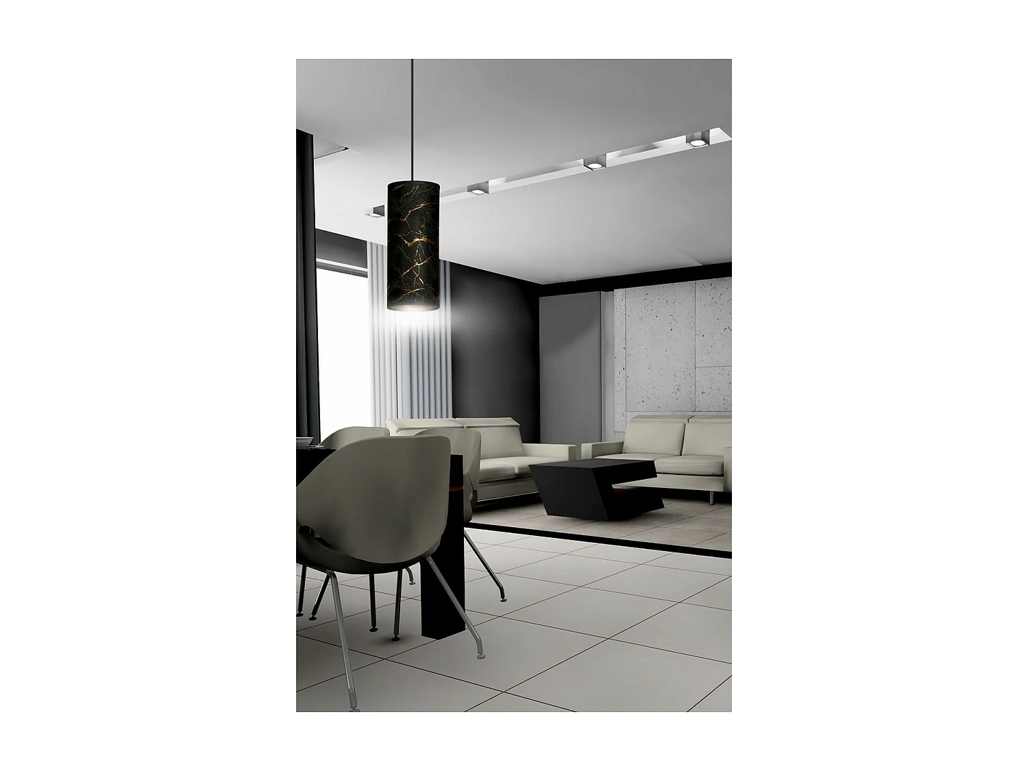 Candeeiro Suspenso Karli, Preto, 10x100x6 cm, Seven Design