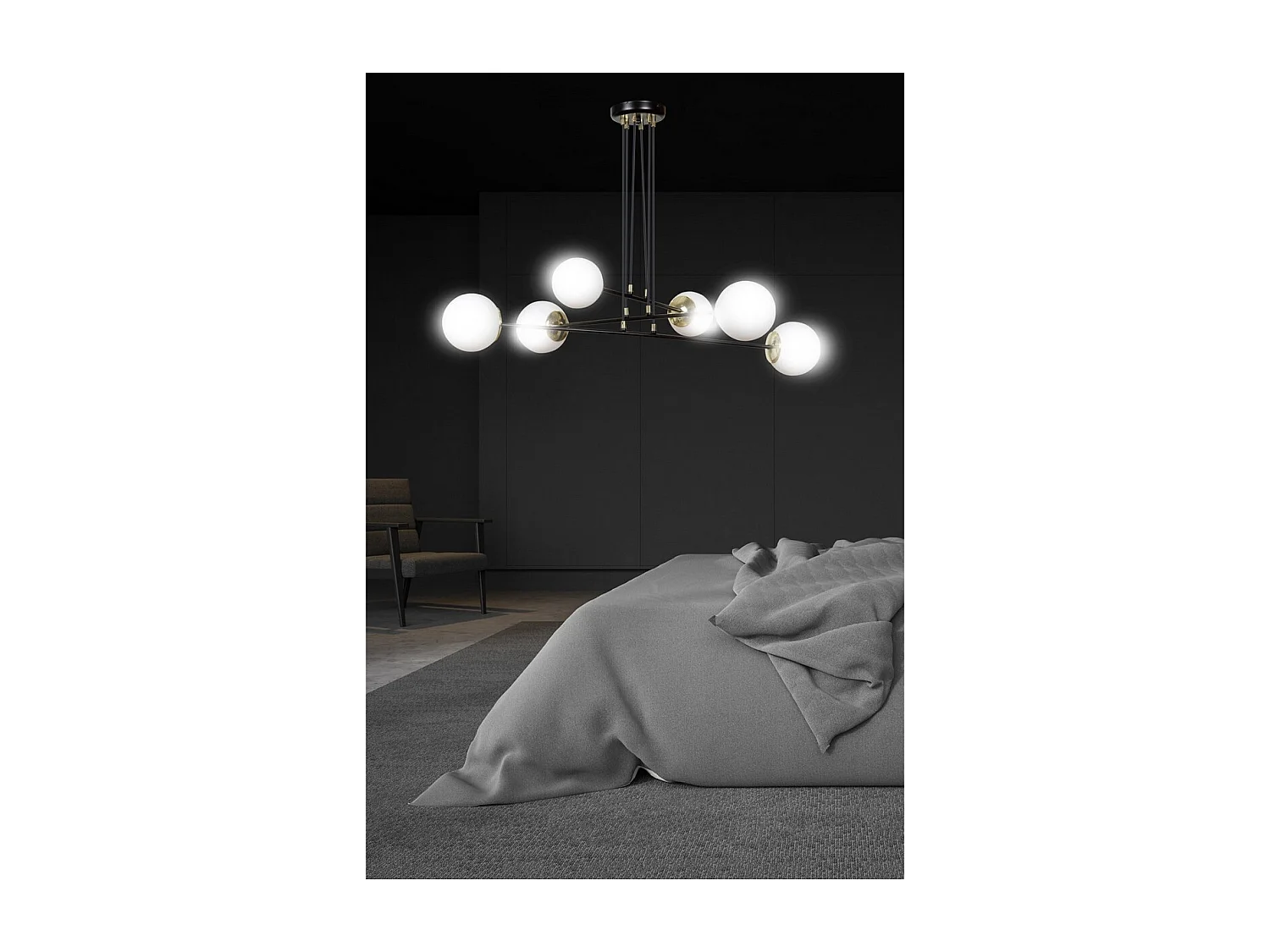 Candeeiro Suspenso Ognis, Preto, 90x100x75 cm, EPIKASA