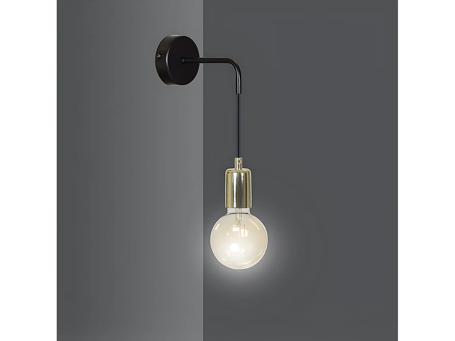 Candeeiro de Parede Vesio, Preto, 20x30x12 cm, Seven Design