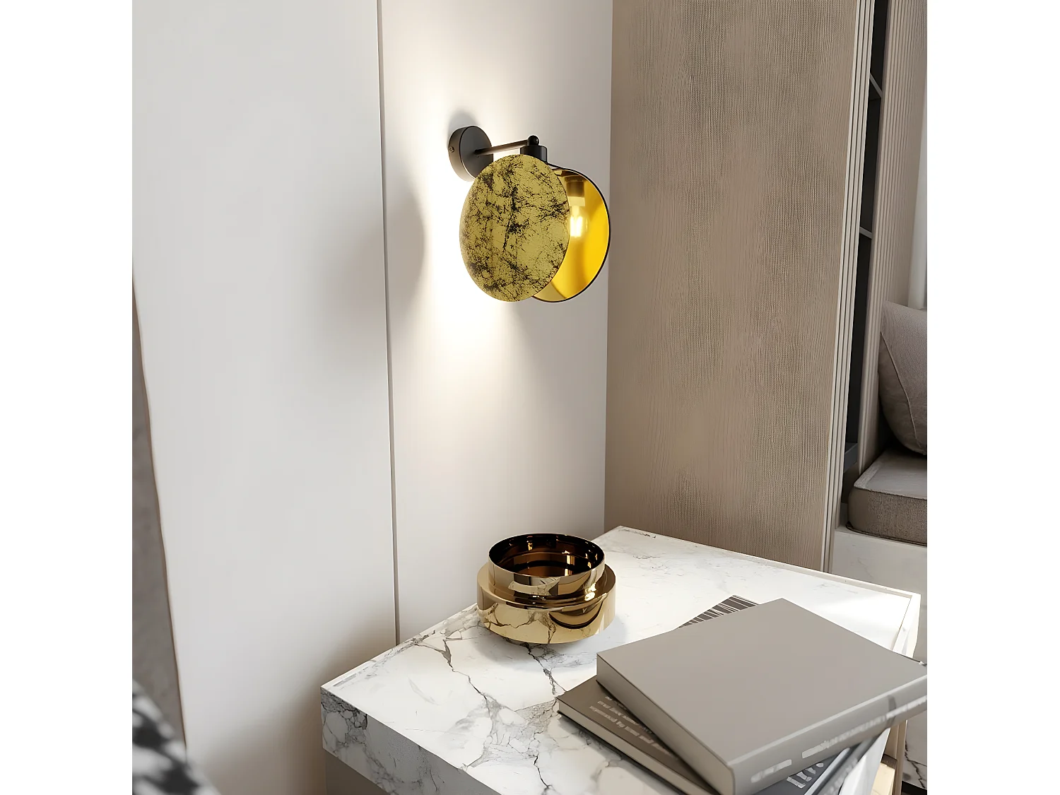 Lampa ścienna Motif, Złoto, 20x26x22 cm, EPIKASA