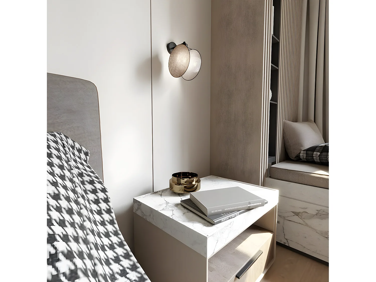 Lámpara de Pared Motif, Negro, Beige, 20x26x22 cm, EPIKASA